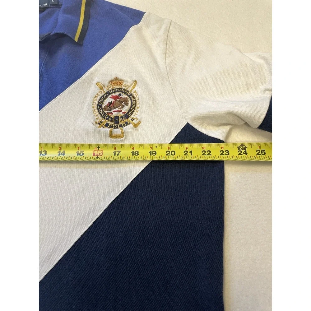 Vintage Polo Ralph Lauren Crest Polo Shirt‎ Blue Pony Classic Mens Size L
